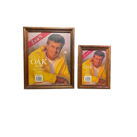 VTG Solid Oak Wood Photo Picture Frames Set Of 2 Decorel (1) 8x10 & (1) 5x7 - Picture 2 of 11